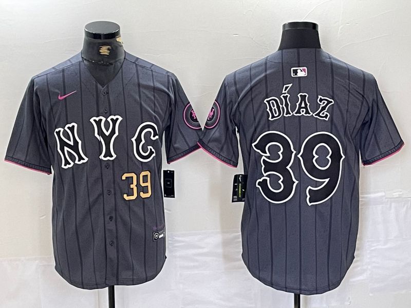 Men New York Mets 39 Diaz Black City Edition 2024 Nike MLB Jersey style 2